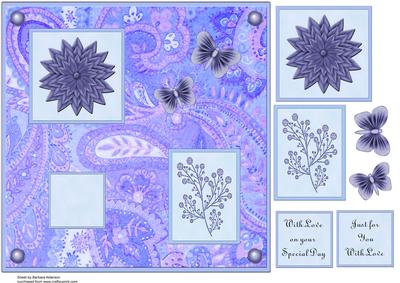 Paisley in Blue with Flowers