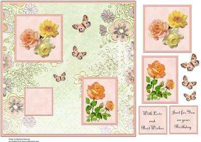 Roses and Butterflies on Square Shabby Chic