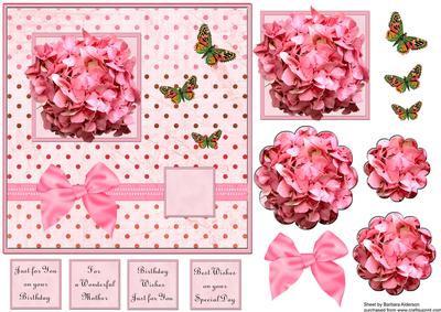 Hydrangea and Butterflies with Polka Dots