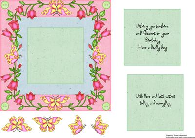 Bluebirds Flowers and Butterflies for the Girl Insert