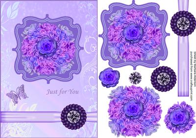 Lilac Roses with Butterfly and Jewel