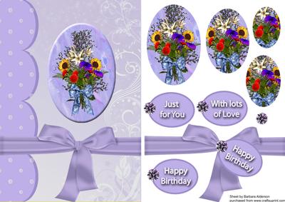 Floral Spray on Marbled Oval
