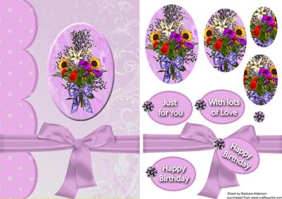 Floral Spray on Pink Marble