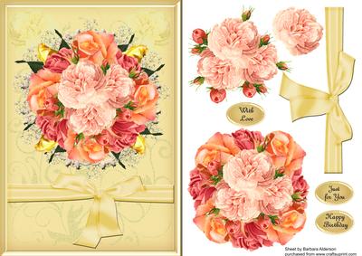 Pink Roses on Pale Gold
