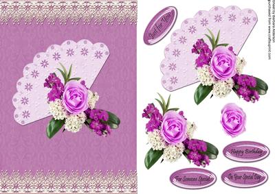 Deep Pink Rose Arrangement on a Fan