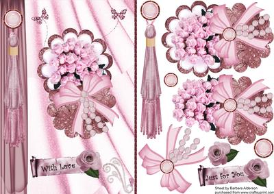 Pink Roses and Pearls on a Scallop