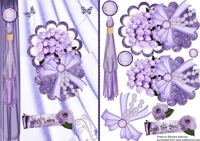 Lilac Roses and Pearls on a Scallop