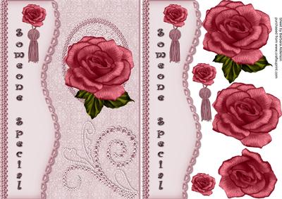 Deep Pink Rose with Jewel and Pearl Embellishments