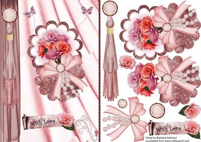 Pink Roses and Pearls on a Scallop