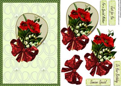 Lily of the Valley and Poppies on a Fan