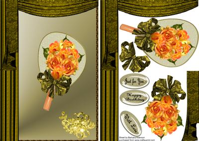 Olive Green Drapes with Rose Fan
