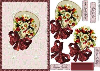 Daisies on a Fan with Pearls
