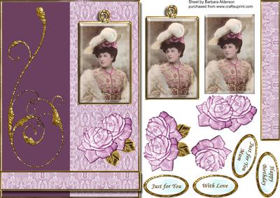 Vintage Lady in Pink with Lace