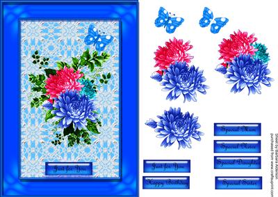 Chrysanthamum in Blue Neon Frame