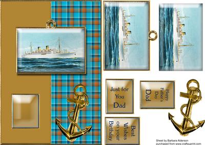 White Ocean Liner and Anchor with Tartan