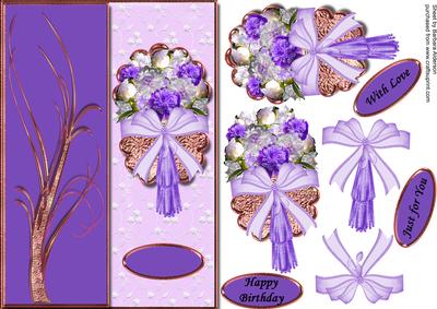 Lilac Peony Roses on a Golden Scallop