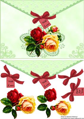 Rose Spray on Envelope Style Card Front