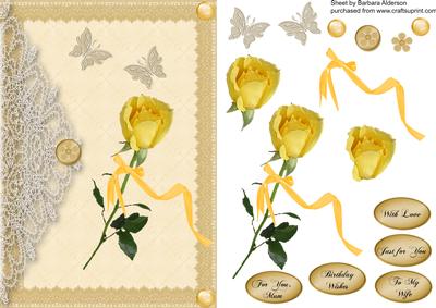 Single Yellow Rose and Lace