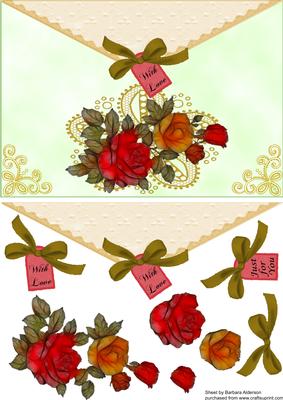 Aged Roses on an Envelope Style Card Front