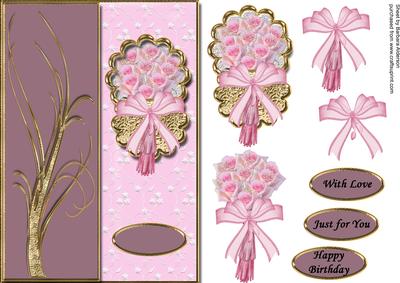 Pink Roses in a Golden Scallop