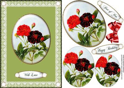 Red Rose Oval with Love