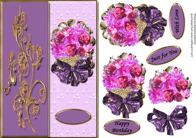 Deep Pink Peony Arrangement on a Golden Scallop