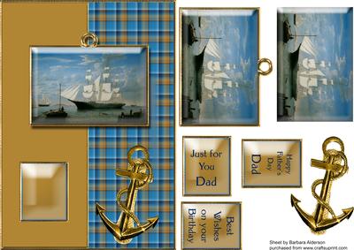 Sailing Ship and Anchor on Tartan