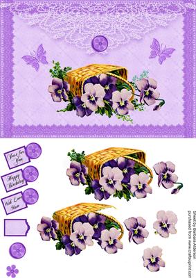 Floral Basket on Envelope Style Card Front