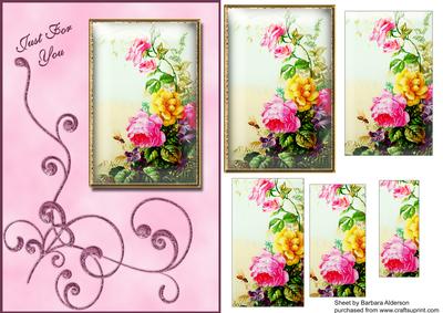 Framed Flowers with Flourish in Pink