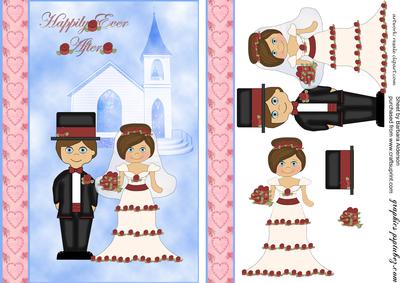 Cute Wedding Couple with Red Roses