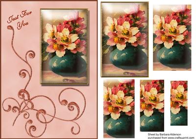 Framed Flowers with a Flourish in Peach