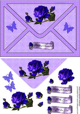 Blue Rose on a Lilac Envelope Back