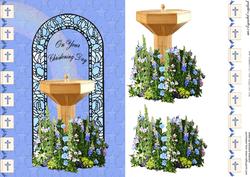 The Christening Font on Blue