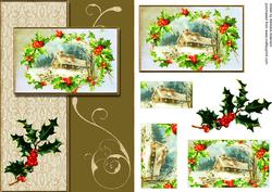 Cottage Scene with Holly