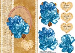 2 Turquoise Silk Flowers