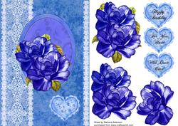 2 Blue Silk Flowers