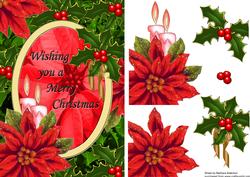 Poinsettia and Holly with Candles