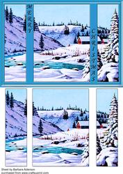 Tryptic Ice Blue Snow Scene