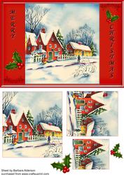Vintage Village Scene at Christmas
