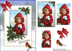 Vintage Young Girl Winter Scene