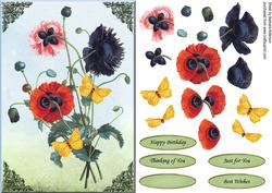 Poppies with Butterflies