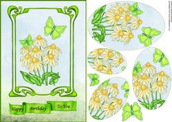 Green Framed Daisies