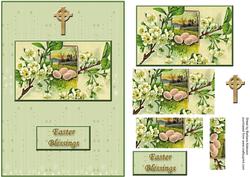Easter Eggs with Blossom and a Scene