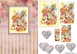 Birthday Kittens- Shabby Chic