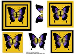 Purple Butterfly Square Topper on Yellow