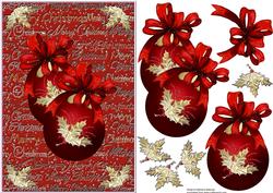 Golden Holly on Baubles Card Front