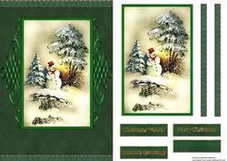 Vintage Snowman Scene