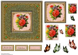 Vintage Floral Bouquet with Butterflies