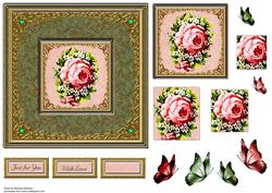 Vintage Pink Roses with Butterflies