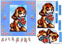 Dog Basket with Roses